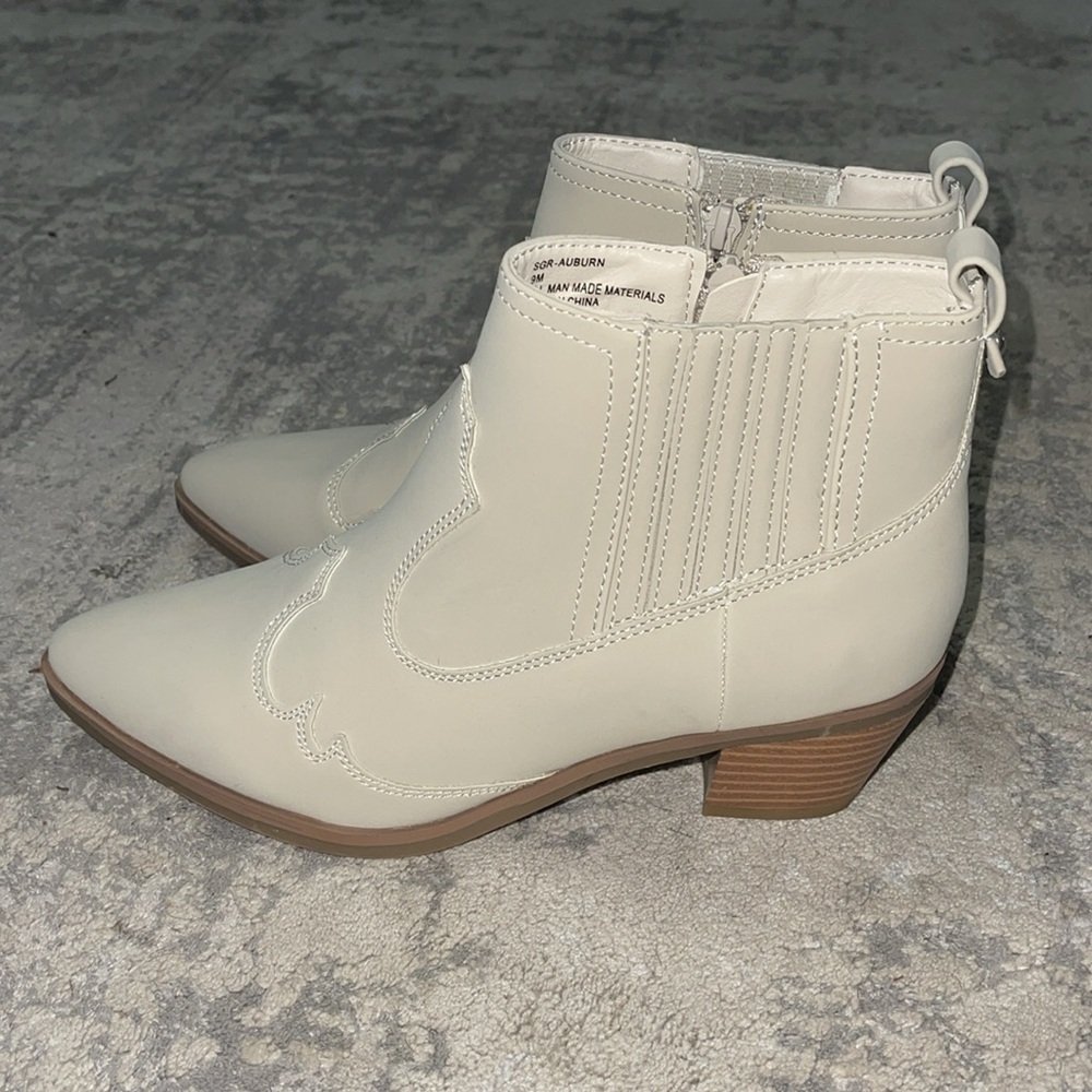 Cream Ankle Cowboy Boots